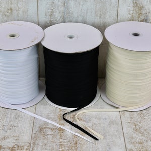 Twill Tape 1/4 inch wide, Flat Cord, White, Natural (New Color!) and Black, Cotton, High Quality Twill