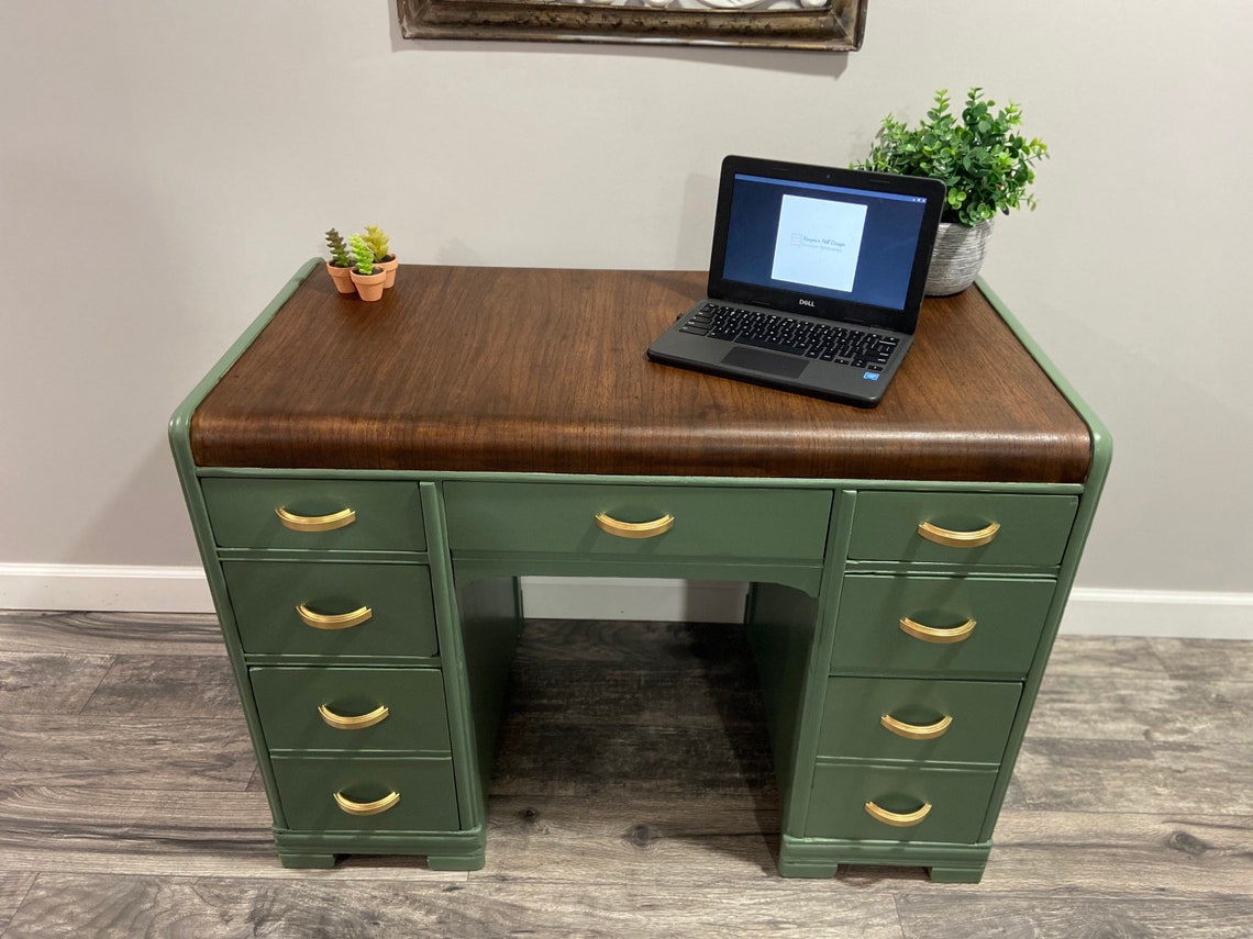 Antique waterfall desk vintage waterfall desk curved edges Etsy