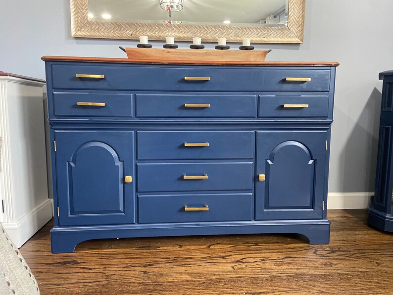Beautifully restored navy blue buffet credenza sideboard. Etsy