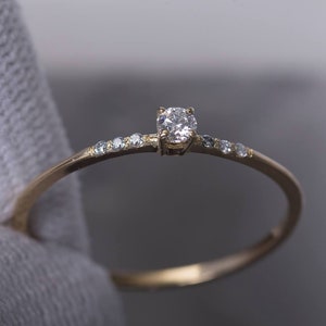 Real Moissanite Ring for Women Gold 14K | Dainty Simple Engagement Gold Ring | Delicate Proposal Ring | Bridal Jewelry Gold Moissanite Ring