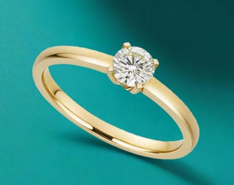 Elegant 14K Gold Solitaire Ring: Minimalist Promise Jewelry