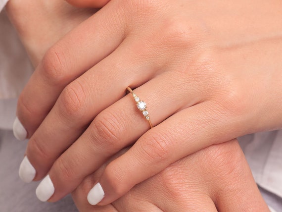 Tear Drop Wedding Ring, Moissanite Engagement Ring Pear Shape, Art Deco  Wedding Ring, Plain Gold Ring for Women, Promise Moissanite Ring - Etsy