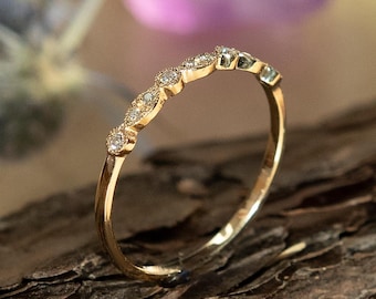 Bague Ancienne Argent Massif 925 – Style Art Déco – Jonc Alliance – Taille 46 – France