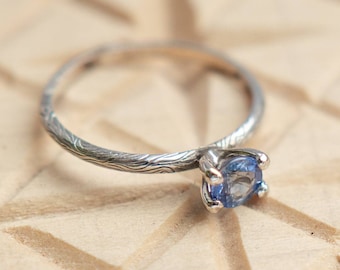 14k Gold Blue Sapphire Engagement Ring  / Unique Sapphire Ring / Round Sapphire Engagement Ring / Promise Gold Ring with real sapphire