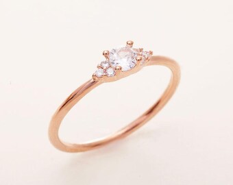 14K Gold Moissanite Ring: Dainty Promise Ring for Women