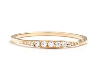 Tiny Proposal Ladies Promise Real Stone Purity Real Gold Wedding Band Ring for Women Simple Dainty Delicate Engagement Norm Jewel Ring