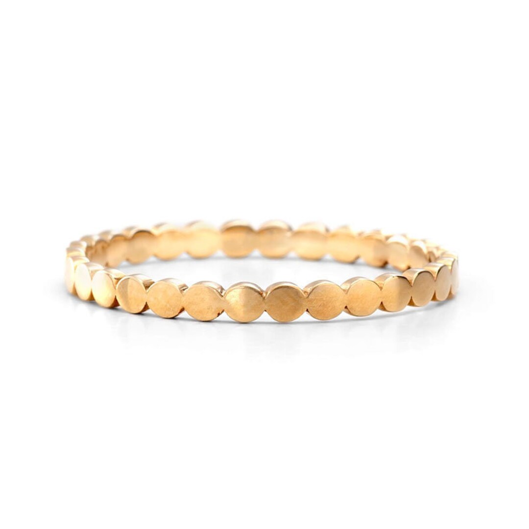 14K Gold Beaded Ring: Dainty Stacking Wedding Band - Etsy