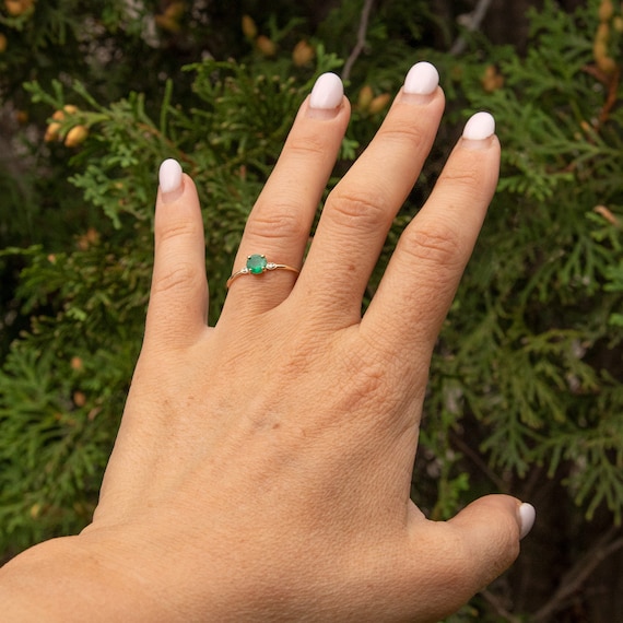 Green Emerald Engagement Ring | Diamond engagemen… - image 7