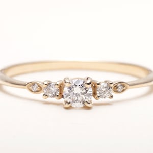 Moissanite Engagement Ring / Simple Moissanite Gold Ring | Delicate Proposal Ring | Handmade Wedding Engagement Ring for Women / Dainty Ring