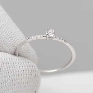 Simple Engagement Diamond Ring | Natural Diamond Ring For Women | Thin Diamond Gold Promise Ring / Small Wedding Ring / Gift for her