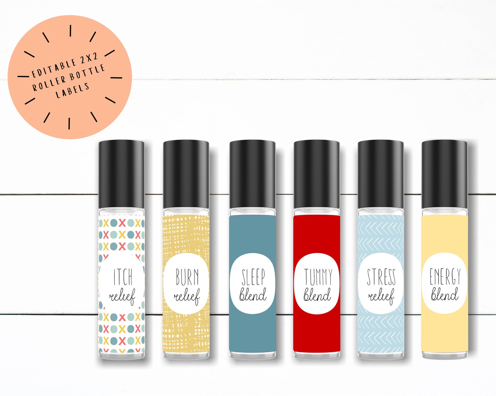 Printable Roller Bottle Labels, Essential Oil Labels, Editable Product Label, Roller Bottle