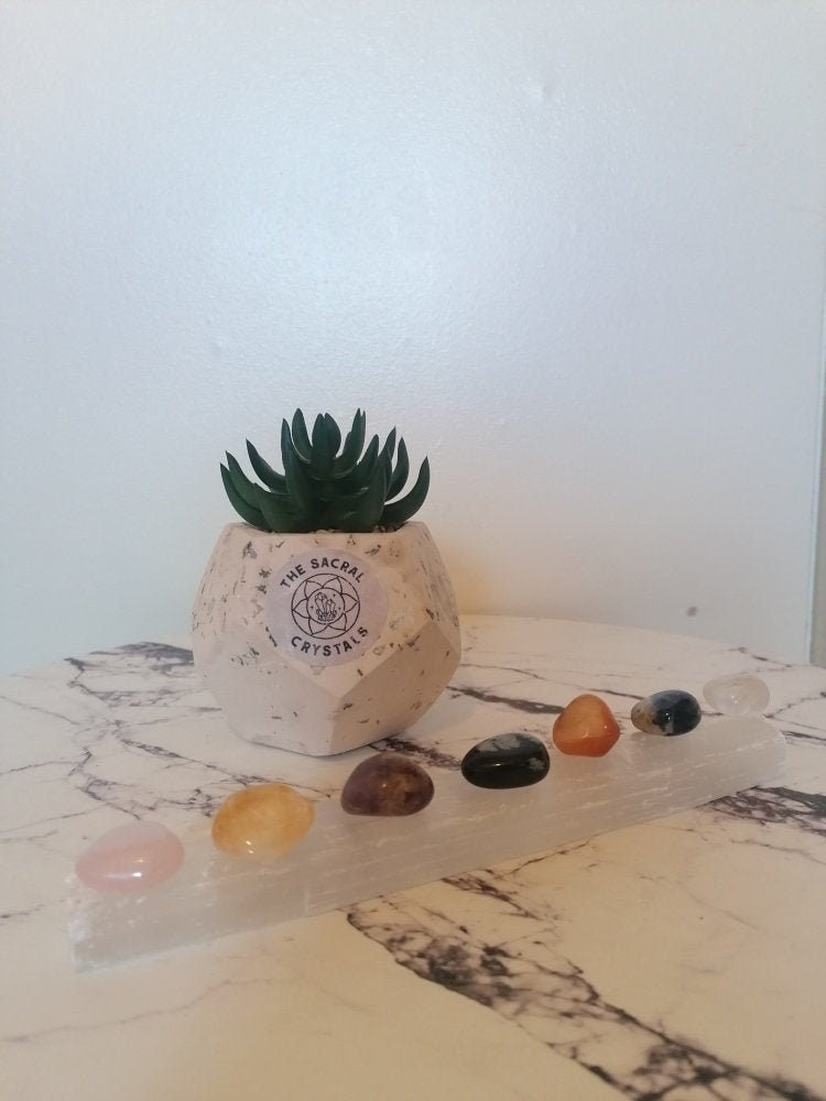 Chakra Crystal Healing Set 7 Tumble Stones & Selenite | Etsy