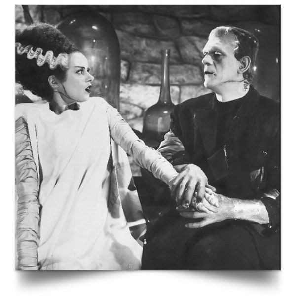 Frankenstein and Bride of Frankenstein Gothic Wall Decor, Spooky Home Decoration, High Quality Poster /126P