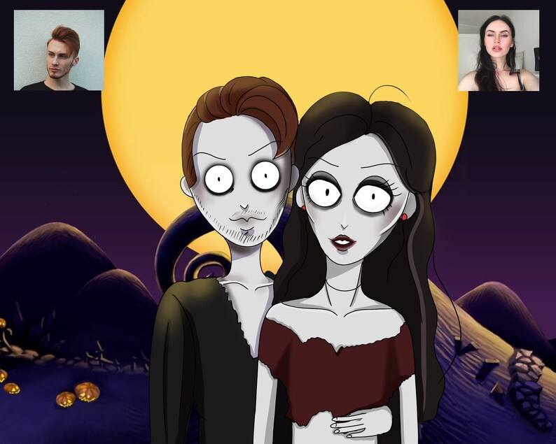 Custom Tim Burton Style Portrait, Nightmare Portrait, Nightmare Before