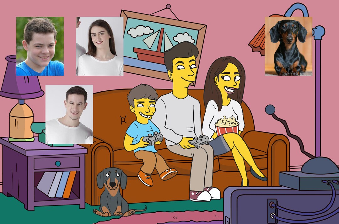 SIMPSONS PORTRAIT on the Couch, Simpsons Family Portrait, Simpson
