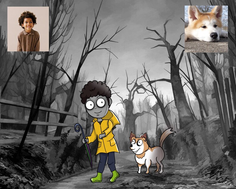 Custom Tim Burton Style Portrait, Nightmare Portrait, Nightmare Before