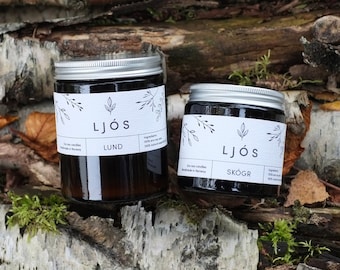 M + S - bundle of two natural and sustainable soy wax candles scented with essential oils - handmade in Norway  FREE SHIPPING WORLDWIDE!