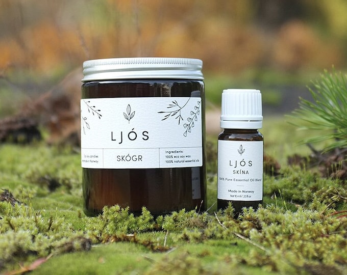 Bundle of natural and sustainable soy wax CANDLE  + Essential OIL Blend from LJÓS Candles - handmade in Norway, Free Shipping Worldwide!