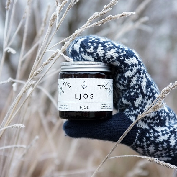 HJOL - 100g/160g natural and sustainable soy wax candle scented with essential oils - handmade Jule Høykvalitet Håndlaget Duftlys
