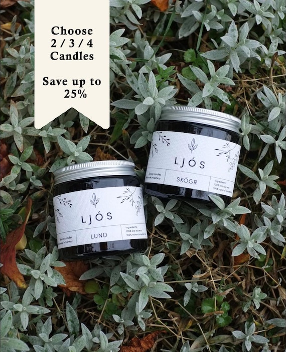 100g Candle Bundle of 2x, 3x or 4x LJÓS Candles of your choice - Free Shipping Worldwide! Save up to 25%!