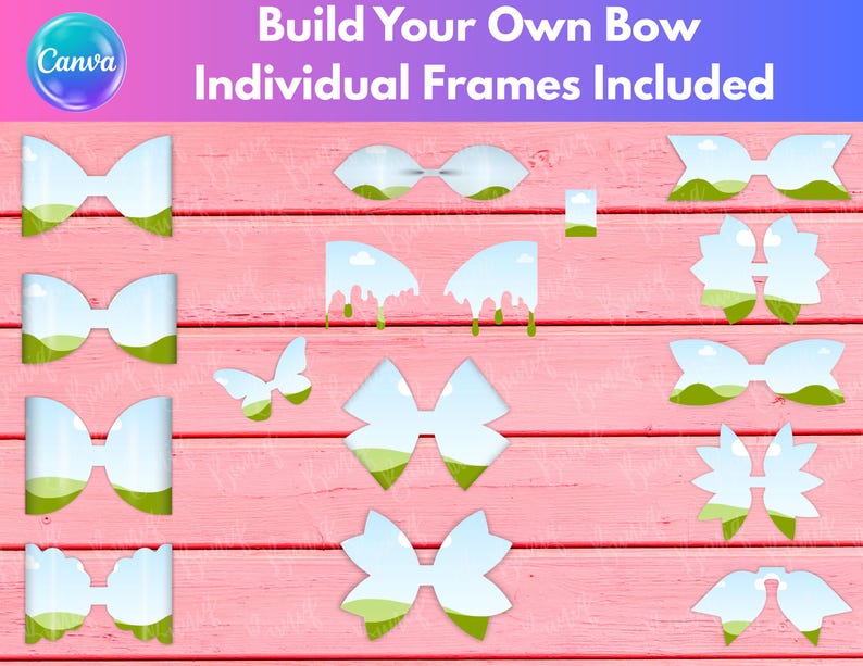 Canva Bow Frames Bundle. Drag & Drop Tumbler Bow Template + 9 Pre-made ...