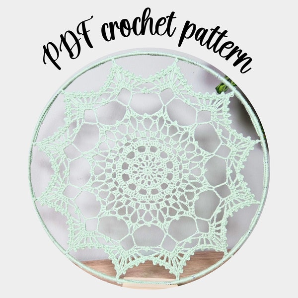 Mandala crochet pattern 12 inch US terms, wall hanging crochet pattern, home decor crochet, pattern with chart, written crochet instructions