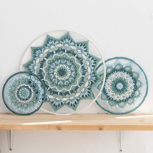 Patrón de crochet de mandala de 12, 8 y 6 pulgadas, patrón de crochet para colgar en la pared, decoración del hogar, mandala caleidoscopio místico kimhaakt