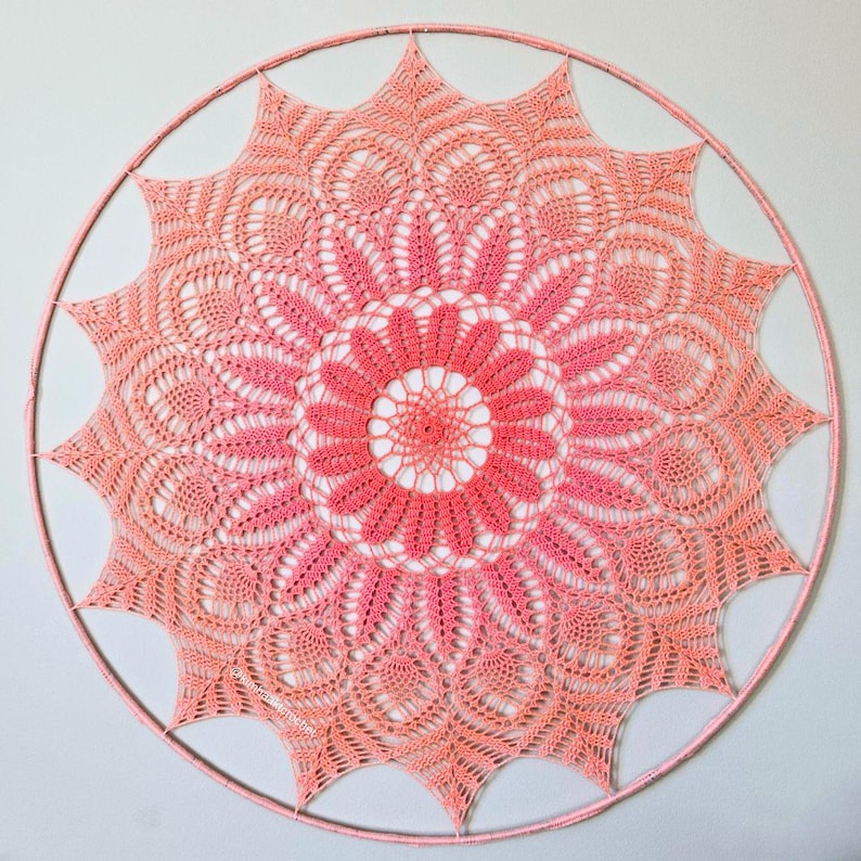 Patrón de ganchillo de mandala en inglés, tapiz de pared de mandala de ganchillo, regalo de patrón de ganchillo, decoración del hogar de ganchillo, patrón de ganchillo, gráfico de ganchillo imagen 3