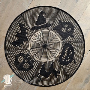 ENGLISH Halloween crochet pattern, mandala crochet pattern, wall hanging, US terms, crochet pattern, filet crochet pattern, KimHaakt
