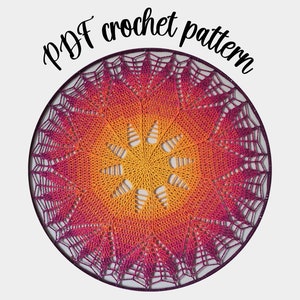 Mandala crochet pattern 16 inch US terms, English crochet mandala wall hanging pattern, crochet home decor, mandala crochet 40 centimeters