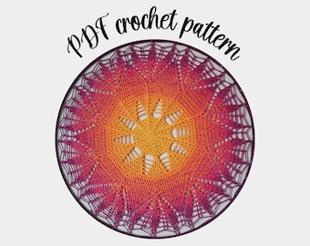 Mandala crochet pattern 16 inch US terms, English crochet mandala wall hanging pattern, crochet home decor, mandala crochet 40 centimeters