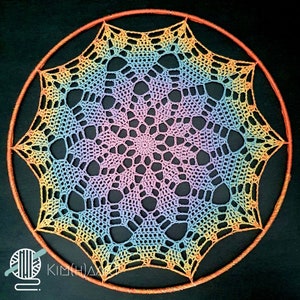 Mandala crochet pattern 16 inch US terms, English crochet mandala wall hanging pattern, crochet home decor, mandala crochet 40 cm