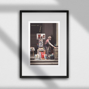 Florence Street Artist Print – Candid Urban Photography with Painter and Artwork Display Giclée Fine Art Photography Print, Wall Art