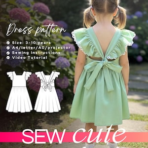 Daisy Latzkleid Schnittmuster: Mädchen Leinen Kleinkind Kleid (PDF A4/Letter/A0/Projektordateien)