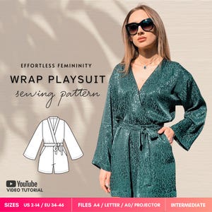 Molde para Macacão Transpassado KYLIE: Macacão Feminino com Mangas Kimono (PDF Digital)