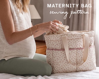 Sunny Maternity Bag Sewing Pattern – PDF Diaper Bag Pattern, Large Tote with Pockets, Adjustable Strap, Stroller Bag, DIY Mom Bag Tutorial