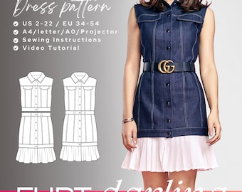 Patrón de costura para vestido, chaleco y falda Emma: Volante desmontable (patrón PDF)