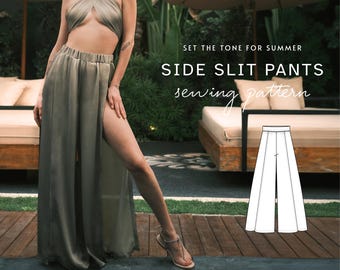ASSYE Palazzo Pants Sewing Pattern 34-52 EU, PDF A4 Letter and A0 for printing and projector files