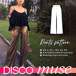 AMIRA Wide Leg Pants Sewing Pattern 34-54 EU, PDF A4 Letter and A0 for printing and Projector
