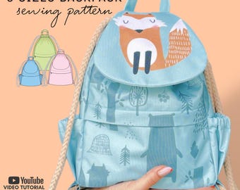 ZOE Drawstring Rucksack Sewing Pattern: Zip Pockets, Removable Flap (PDF Pattern)