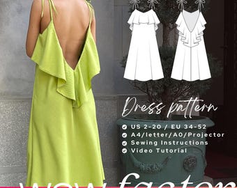 Patrón de costura para vestido lencero Gia: Vestido de verano con volantes (PDF digital)
