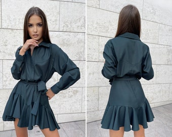 Patrón de costura para minivestido skater DIY: Vestido camisero acampanado  (Descargar PDF)