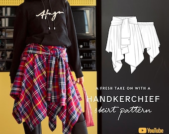 Erin Skirt Sewing Pattern PDF | Sizes 34-54 EU | Handkerchief Skirt with Shirt Sleeve | Skirt Sewing Pattern A4, A0, Letter, Projector