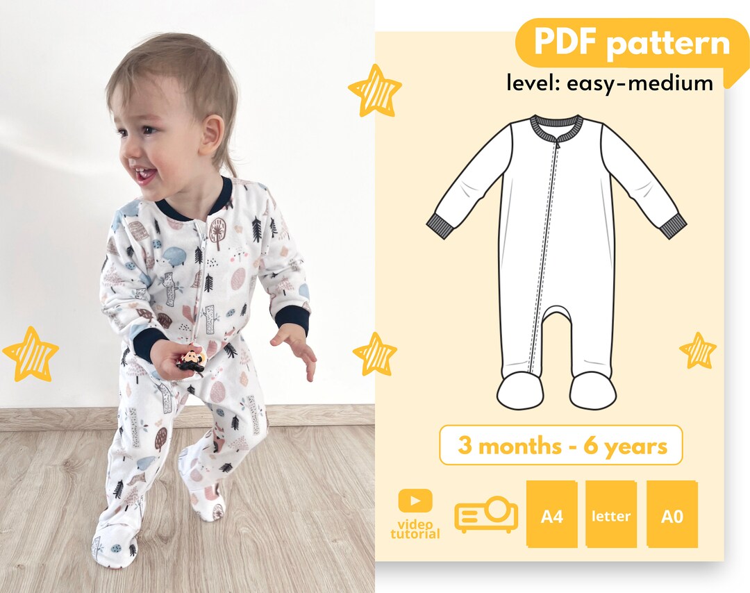 MATEI footie piece pattern baby onesie pdf - Etsy België