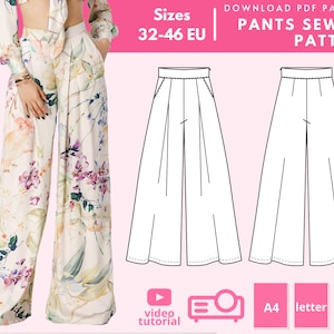 AMALIA wide leg pants sewing pattern 32 34 36 38 40 42 | Etsy