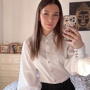 ABBY Button up Fitted Shirt With Bishop Sleeve Sewing Pattern 34 - 54 ...