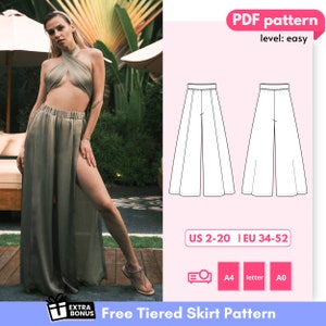 ASSYE Palazzo Pants Sewing Pattern 34-52 EU, PDF A4 Letter and A0 for printing and projector files