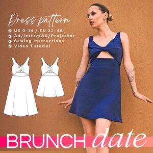 A-Line Twist Summer Dress Sewing Pattern: EU 32-46, US 0-14 (PDF Pattern)