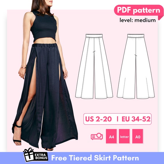 ASSYE Palazzo Pants Sewing Pattern 34-52 EU PDF A4 Letter and - Etsy