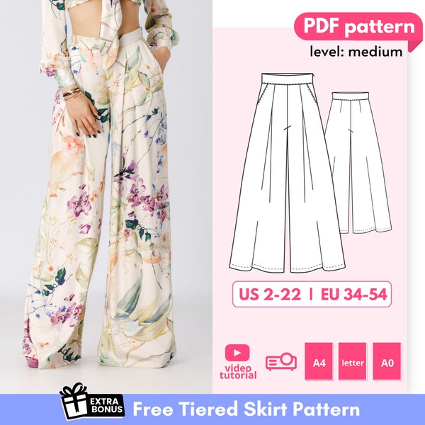 Wide Leg Pants Pattern - Etsy